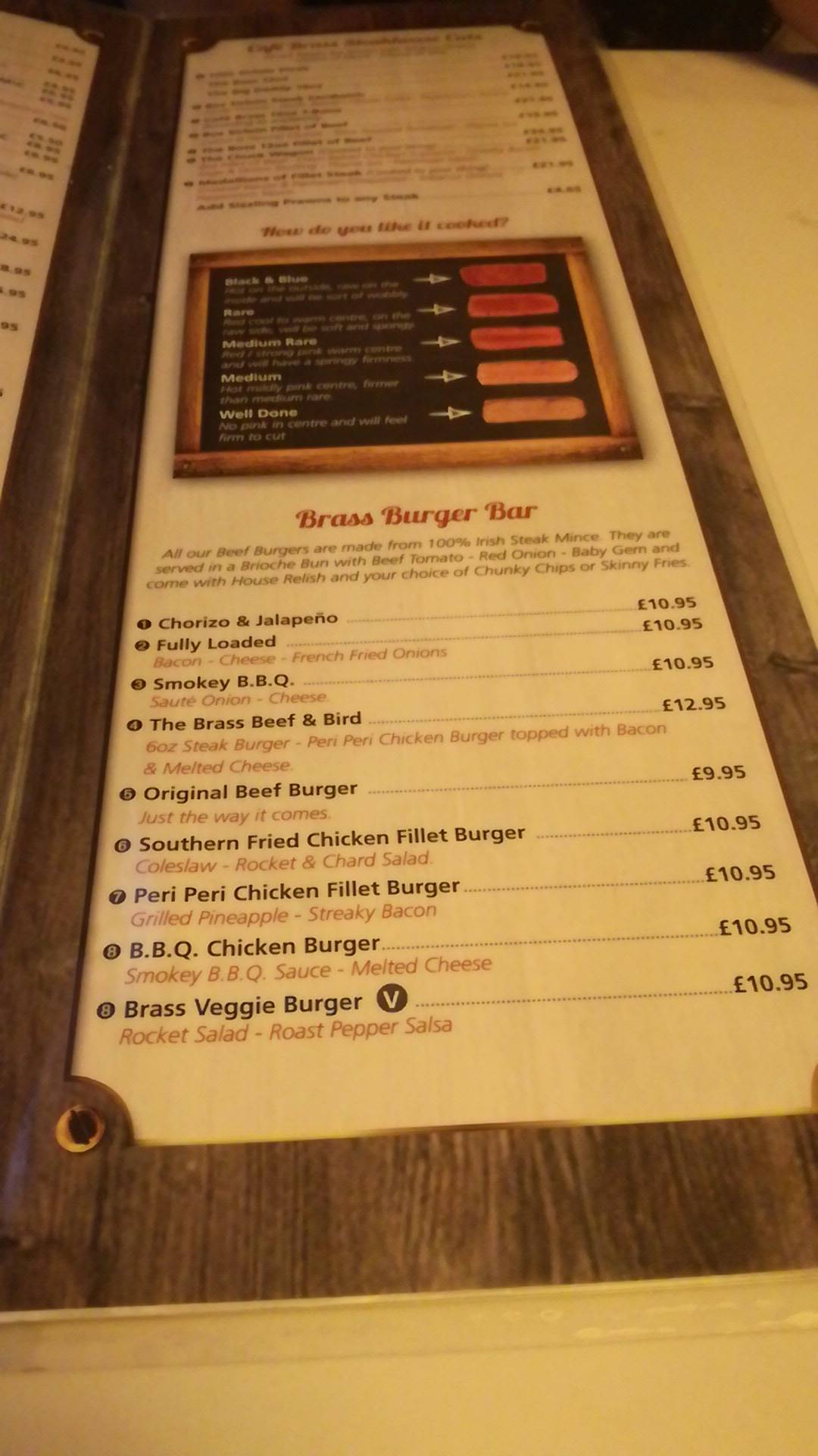 Menu At The Brass Monkey Pub Bar Newry