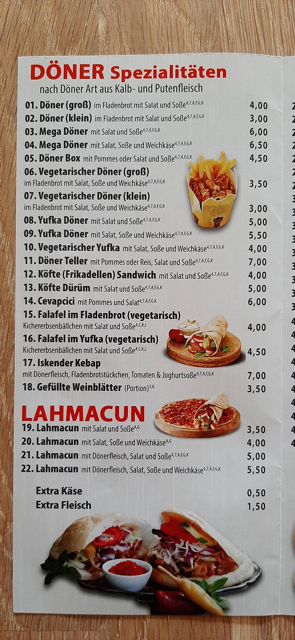 Speisekarte von Istanbul Döner Pizza Landau in der Pfalz