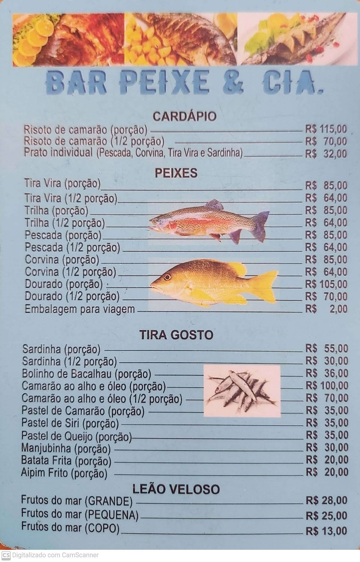 Menu Em Bar Do Peixe Rio De Janeiro Rua Andr Cavalc Nti