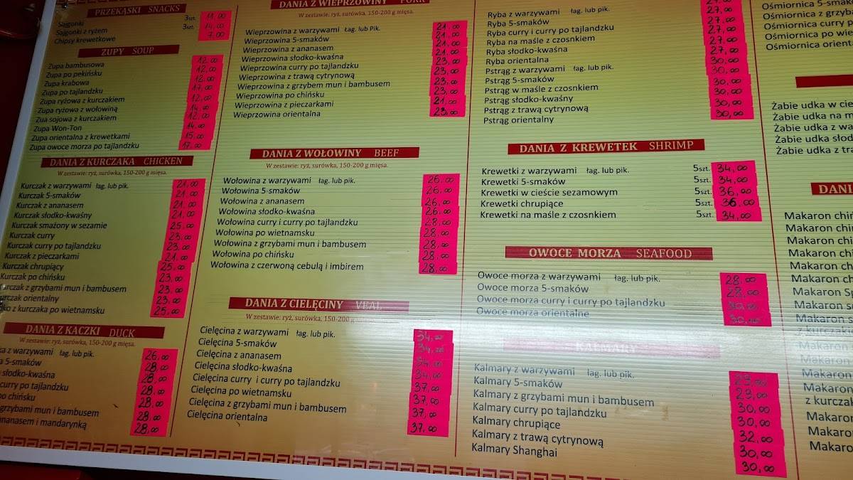 Carta De Bar Orientalny Dragon Legnica