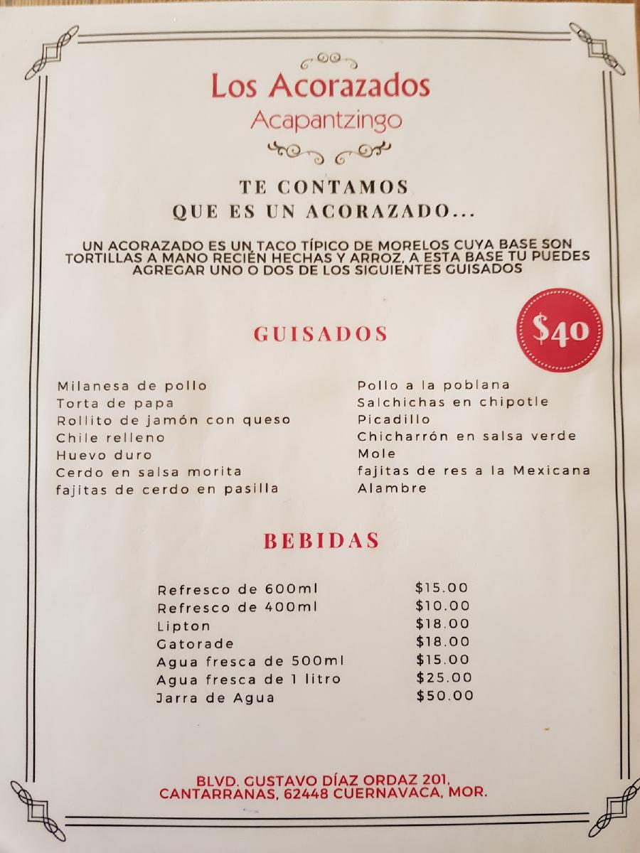 Carta Del Restaurante Los Acorazados Acapantzingo Cuernavaca