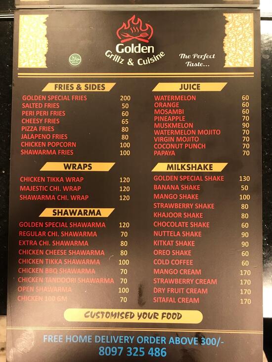 Menu At Golden Grillz Cuisine Mumbai