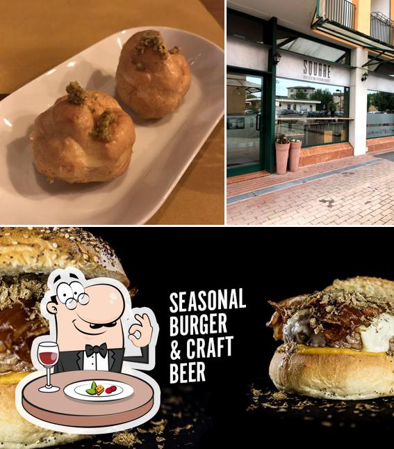 Tra le varie cose da SQUARE - Seasonal Burger & Craft Beer si possono trovare la cibo e esterno