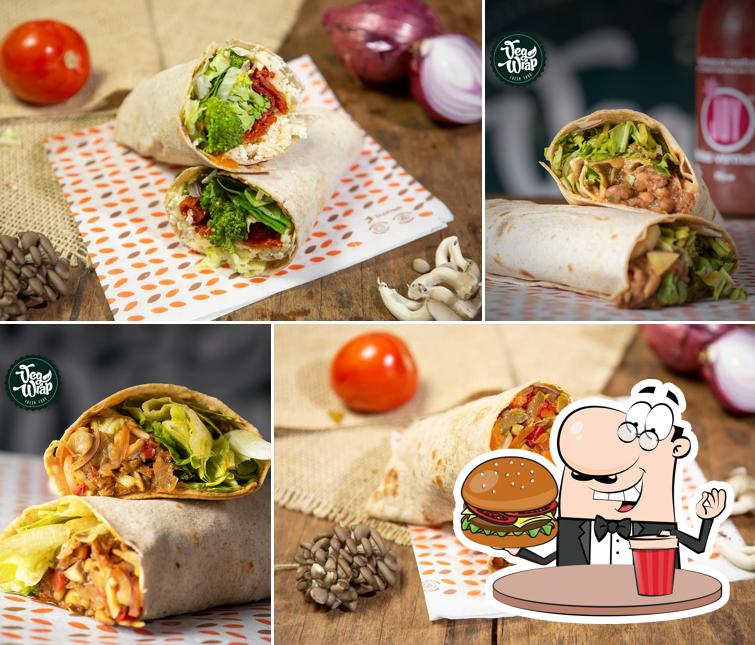 Consiga um hambúrguer no Veg Wrap