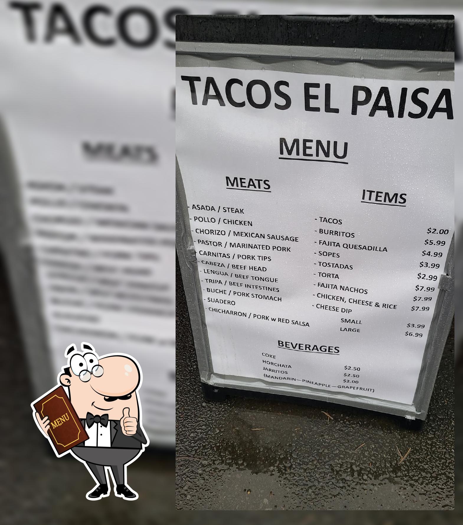 Restaurante Tacos el Paisa Food Truck, Conway Carta del restaurante y