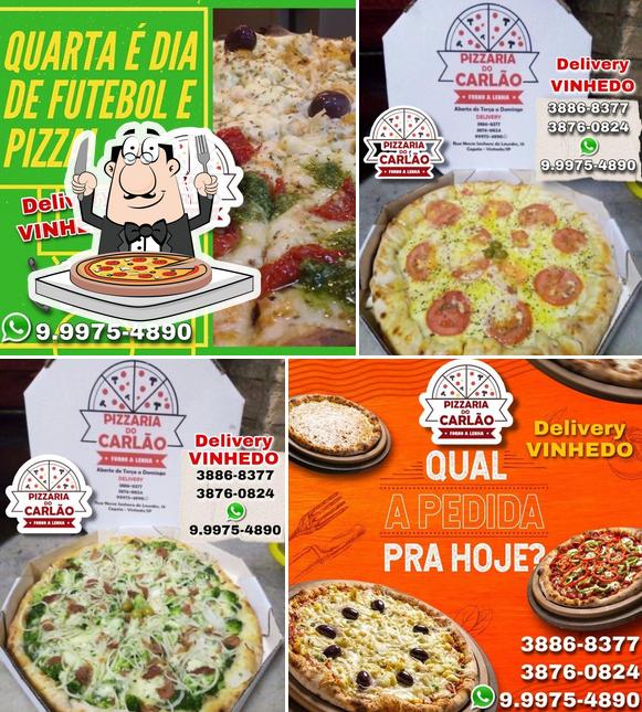 Escolha pizza no Pizzaria e Lanches do Carlão