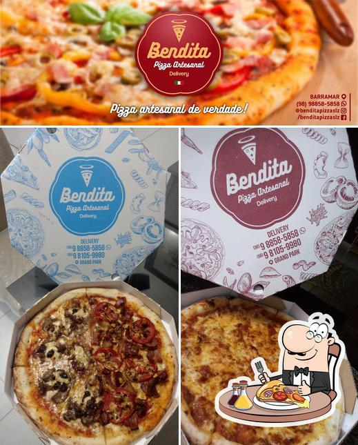 Escolha pizza no Bendita Pizza Artesanal