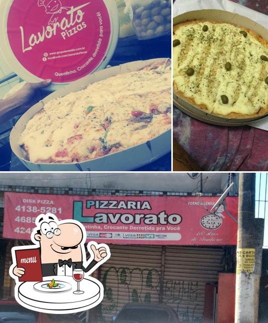 A ilustração do Pizzaria Lavorato’s comida e exterior