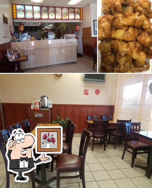 Check out the picture displaying interior and food at Golden Place Chinese Restaurant