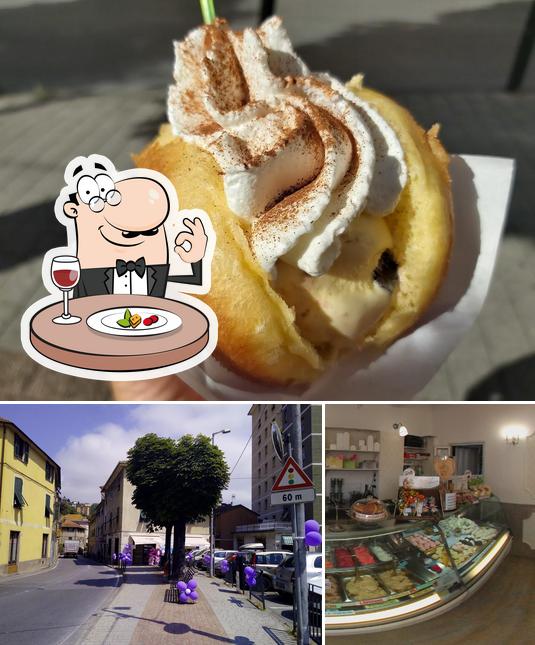 Tra le diverse cose da Gelateria Copacabana Campomorone si possono trovare la cibo e esterno