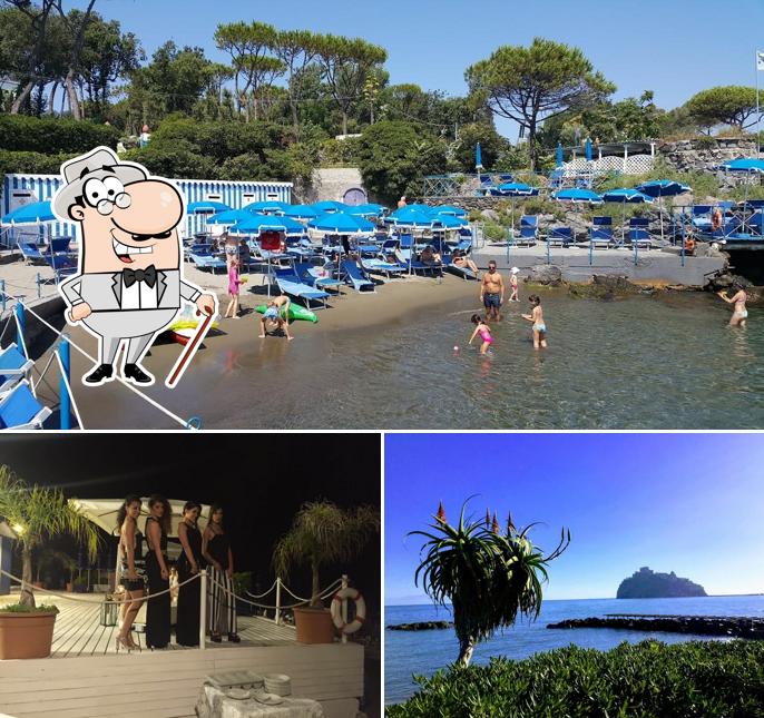 Goditi la vista dagli esterni di Bagno Bar Ristorante RICCIULILLO - stabilimento balneare a Ischia