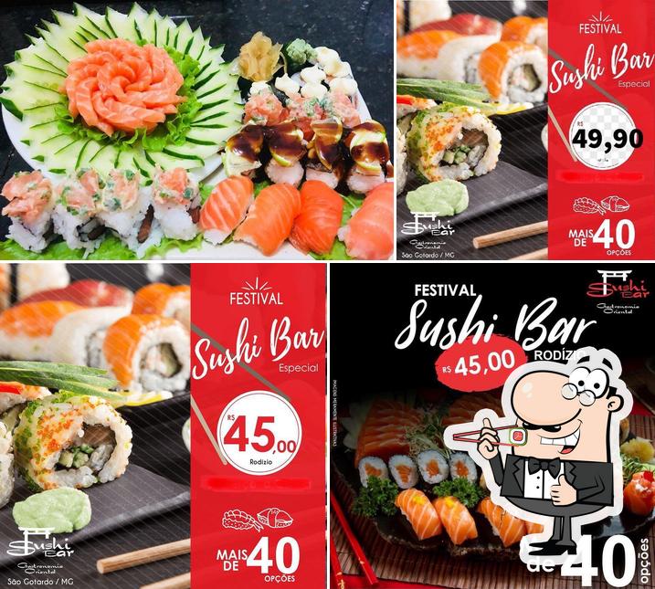 Rolos de sushi são oferecidos por Sushi Bar