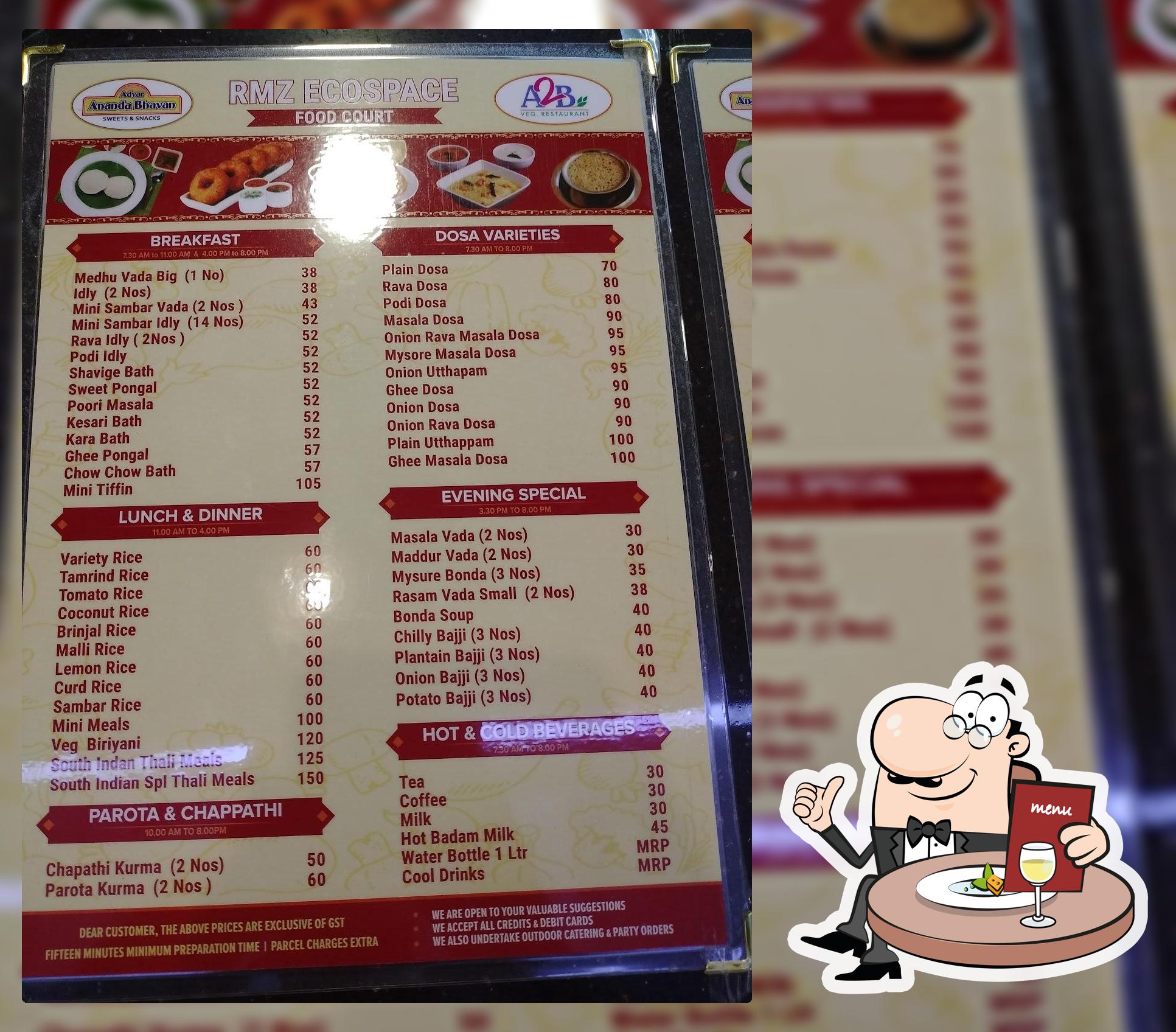 Adyar Ananda Bhavan - A2B, Bengaluru, 78 - Restaurant Menu And Reviews