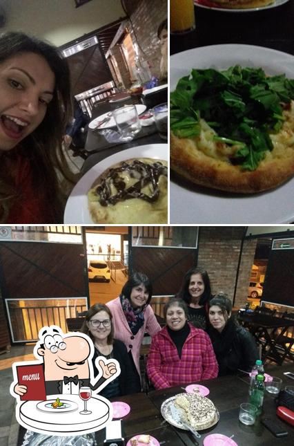 Entre diferentes coisas, comida e balcão de bar podem ser encontrados a Donattos Pizzaria e Esfiharia