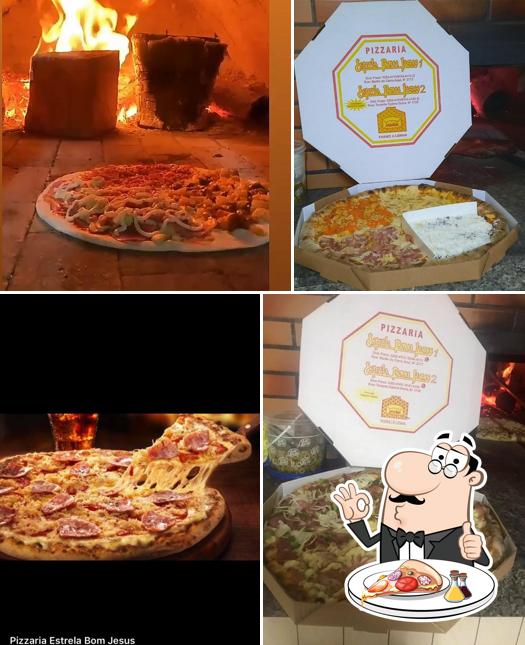 Consiga pizza no Pizzaria Estrela Bom Jesus