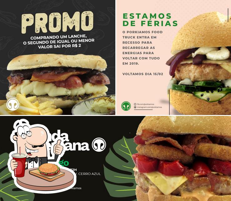 Peça um hambúrguer no Porkiamos Food Truck