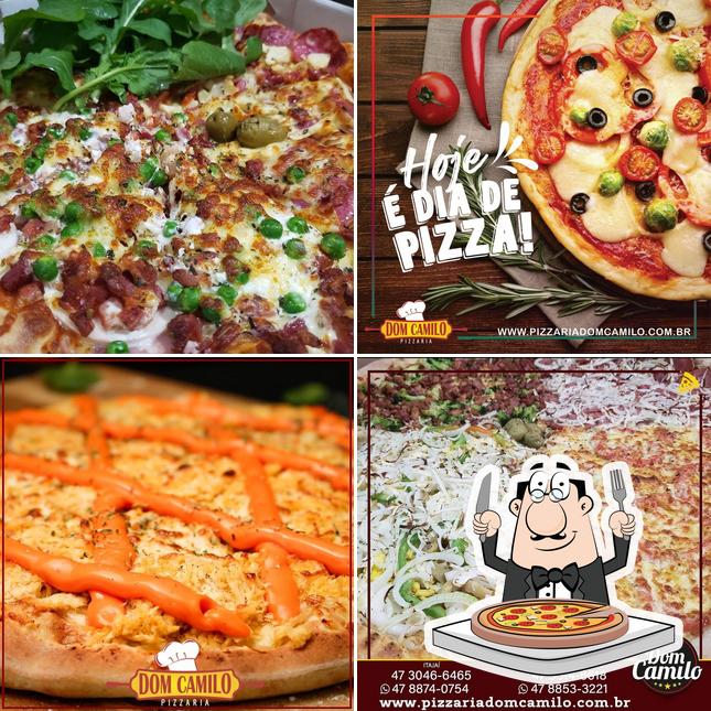 Escolha pizza no Pizzaria Dom Camilo