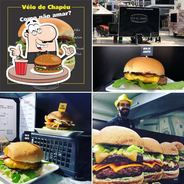 Os hambúrgueres do Véio de Chapéu Burgers irão satisfazer uma variedade de gostos