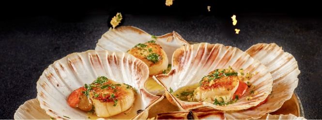 Seared scallops with yuzu kosho vinaigrette