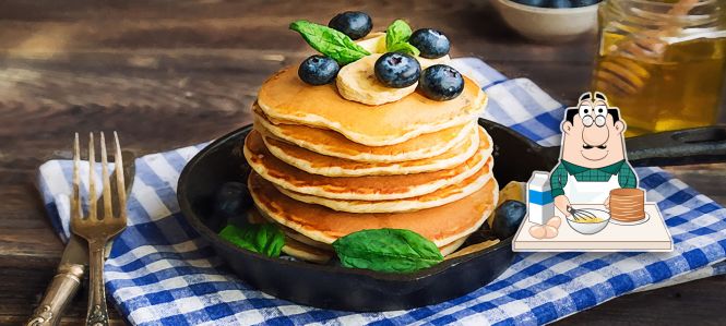 Bussin breakfast with Mildred's Wild Blueberry Pancakes