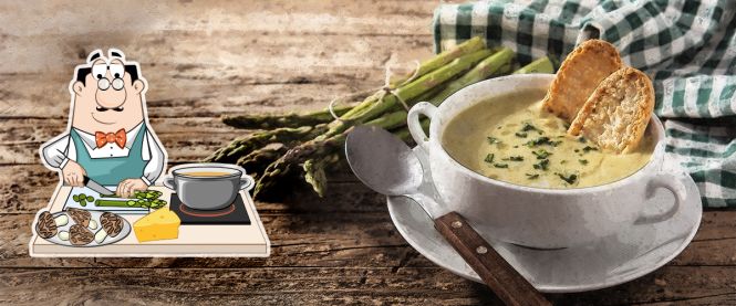 Asparagus soup with morels from Edinburgh, Scotland