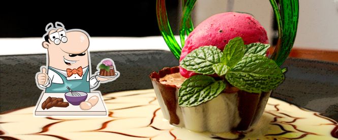 Chocolate Marquise with dragon fruit sherbet from Australia