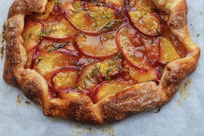 Peach, rosemary and lime galette