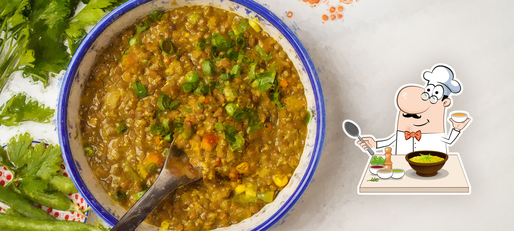 Lentils coconut green curry stew for veggie lovers