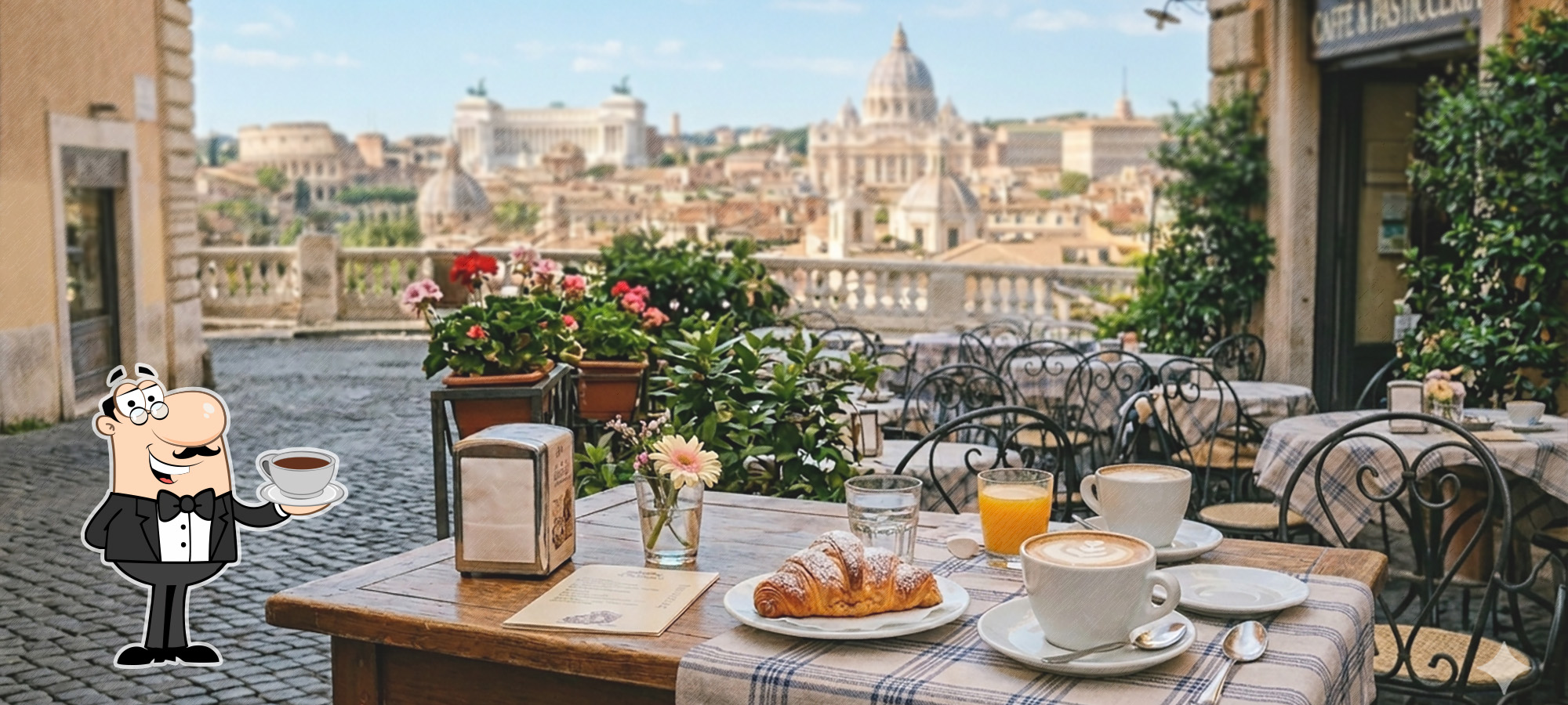 Traditional Italian breakfast in Rome