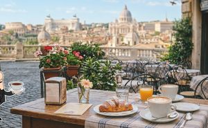 Traditional Italian breakfast in Rome
