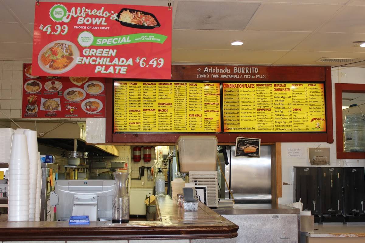 Menu at Alfredo's Méxican Food restaurant, Abilene, S 14th St