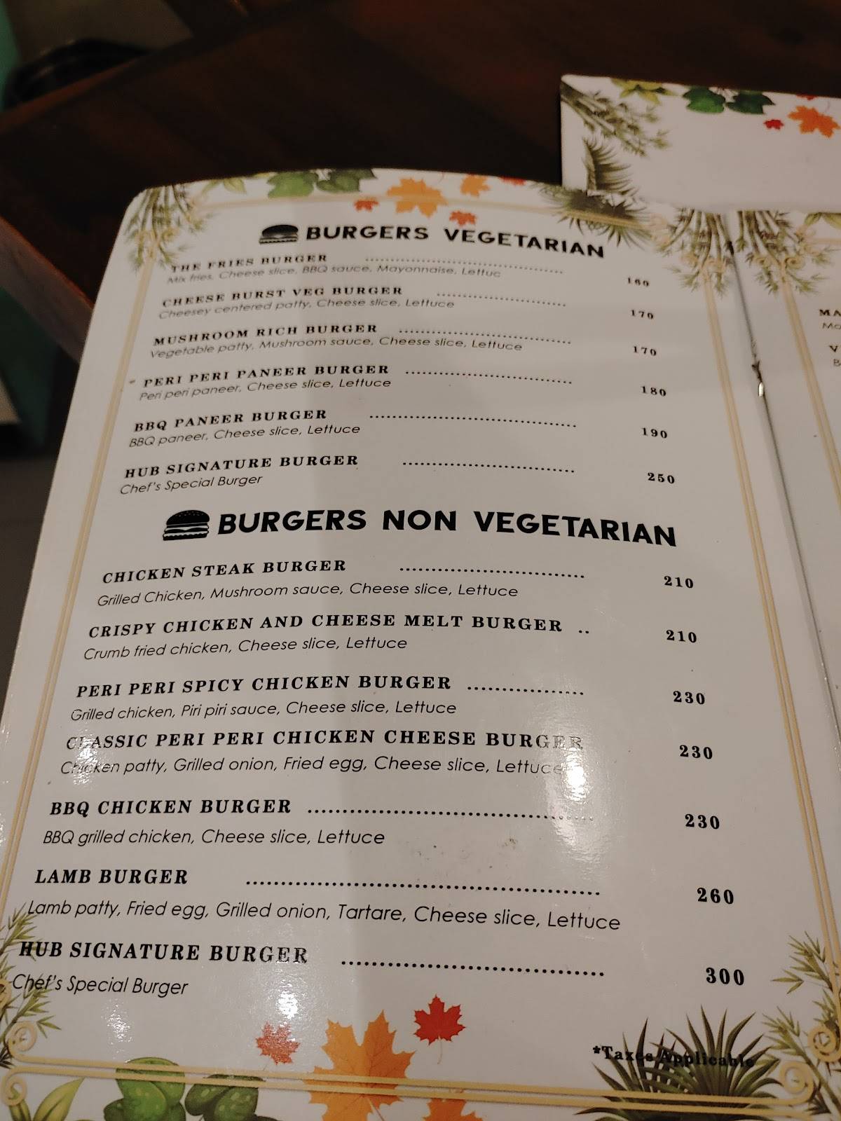 Menu at The Hub Tropical cafe, Anantapur