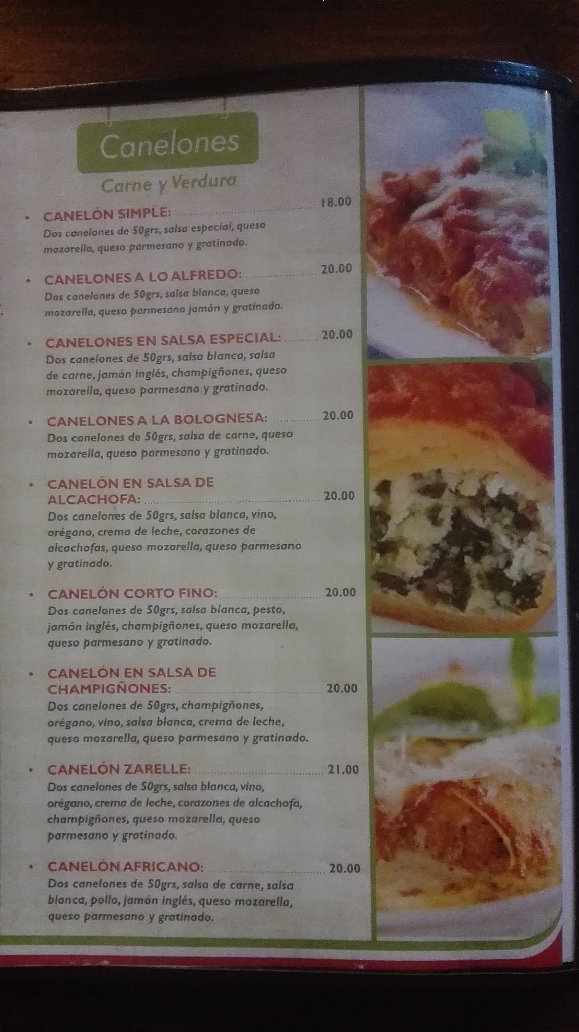 Carta de Pizzería Zarelle, Magdalena del Mar, Jr. Cuzco 471