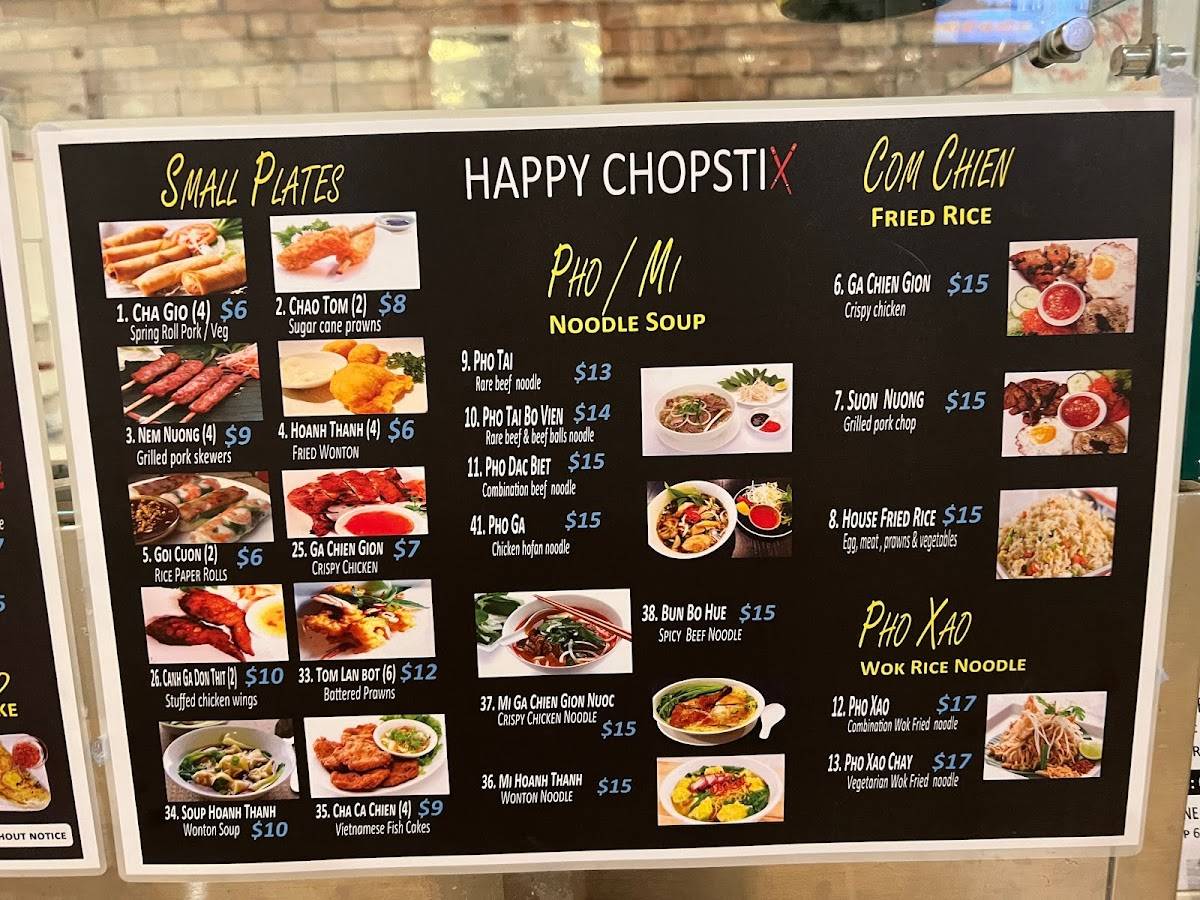 Menu at Happy Chopstix Vietnamese Cafe, Hamilton Hill