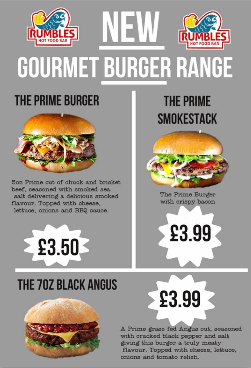Menu at Rumbles Hot Food Bar, Tandragee