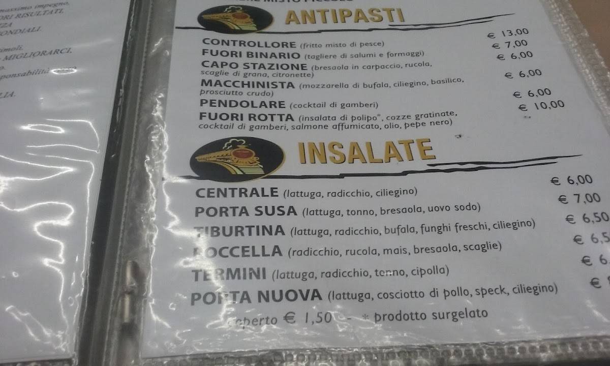 Menu at Pizzeria Fuori Binario, Avola