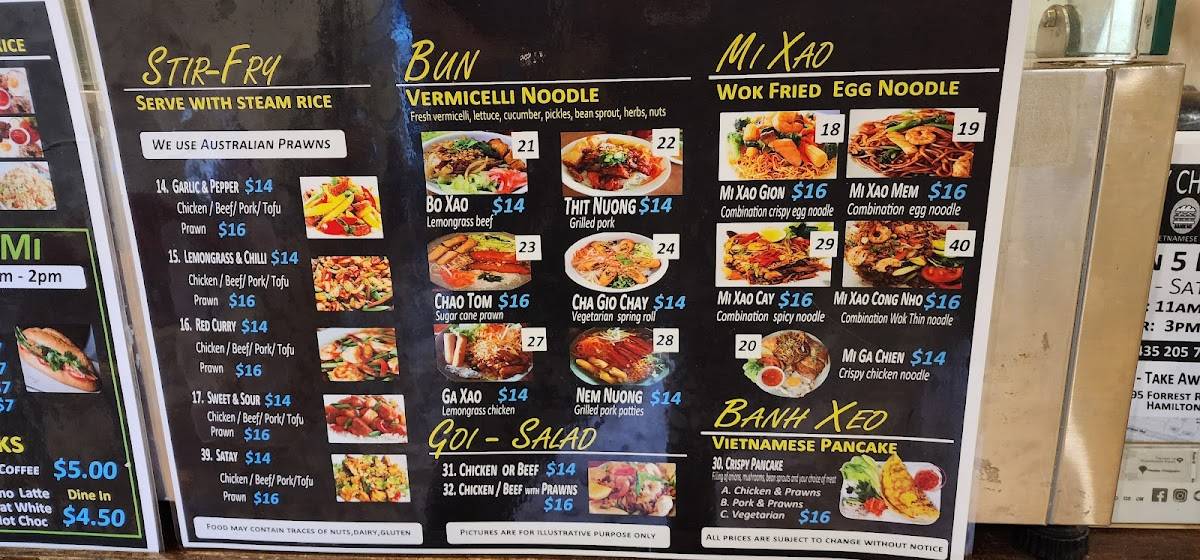 Menu at Happy Chopstix Vietnamese Cafe, Hamilton Hill