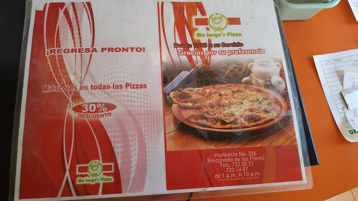 Carta de pizzería Mc Pizza, Silao