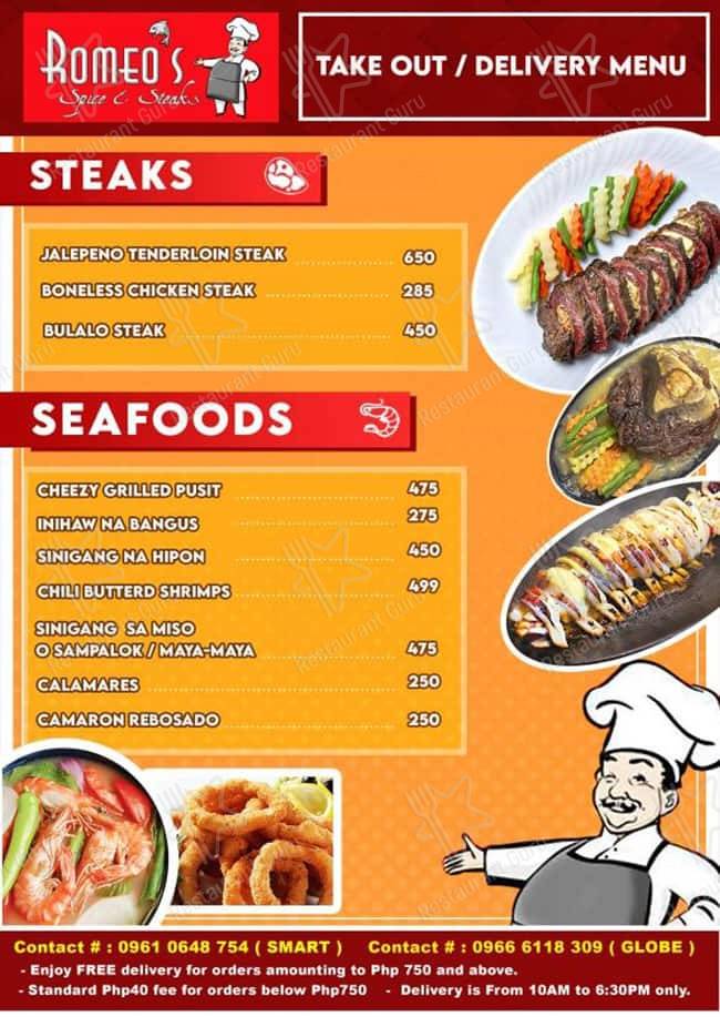 Menu at Romeo's Restaurant Robinsons Antipolo, Antipolo, L1 Al Fresco