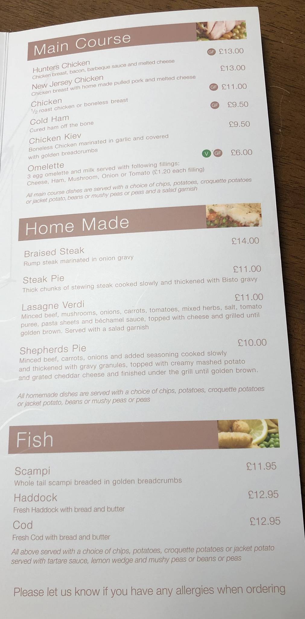 Menu at Trafalga Inn pub & bar, Chapel Saint Leonards