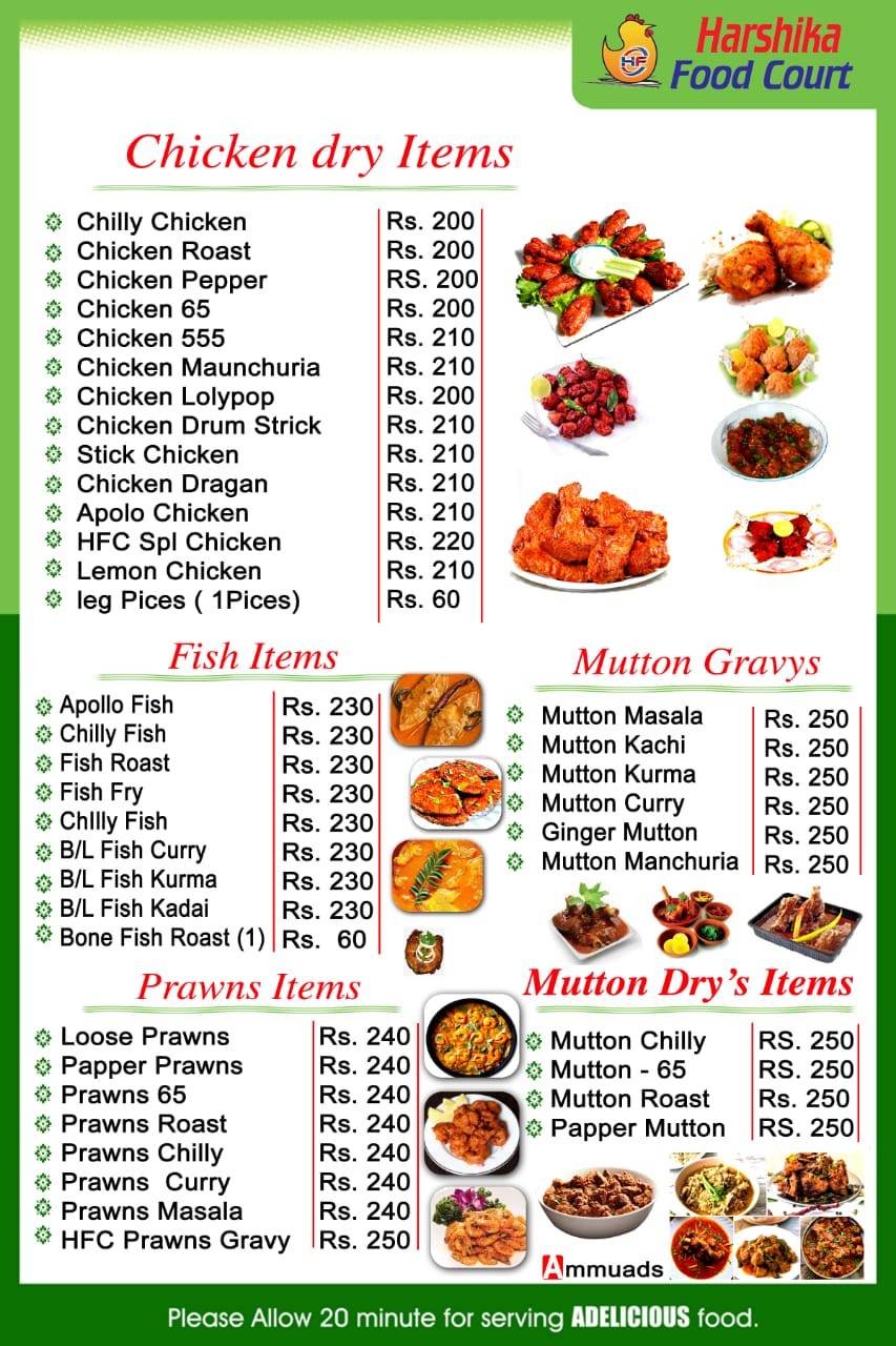 Menu at Harshika Food Court, Nellore