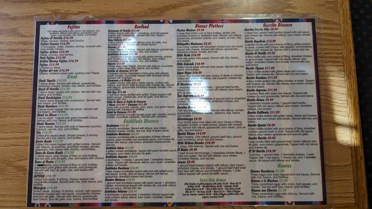 Menu at Las Brisas Authentic Mexican Restaurant, Pevely