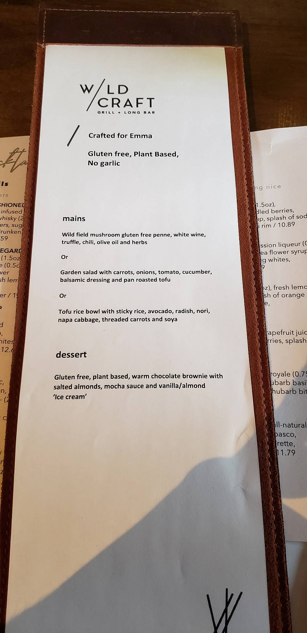 Menu at Wildcraft Grill + Long Bar, Waterloo