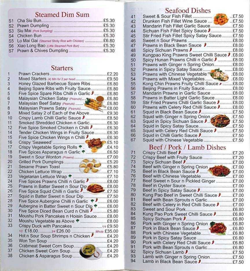 Menu at Jade Fountain restaurant, Sawston