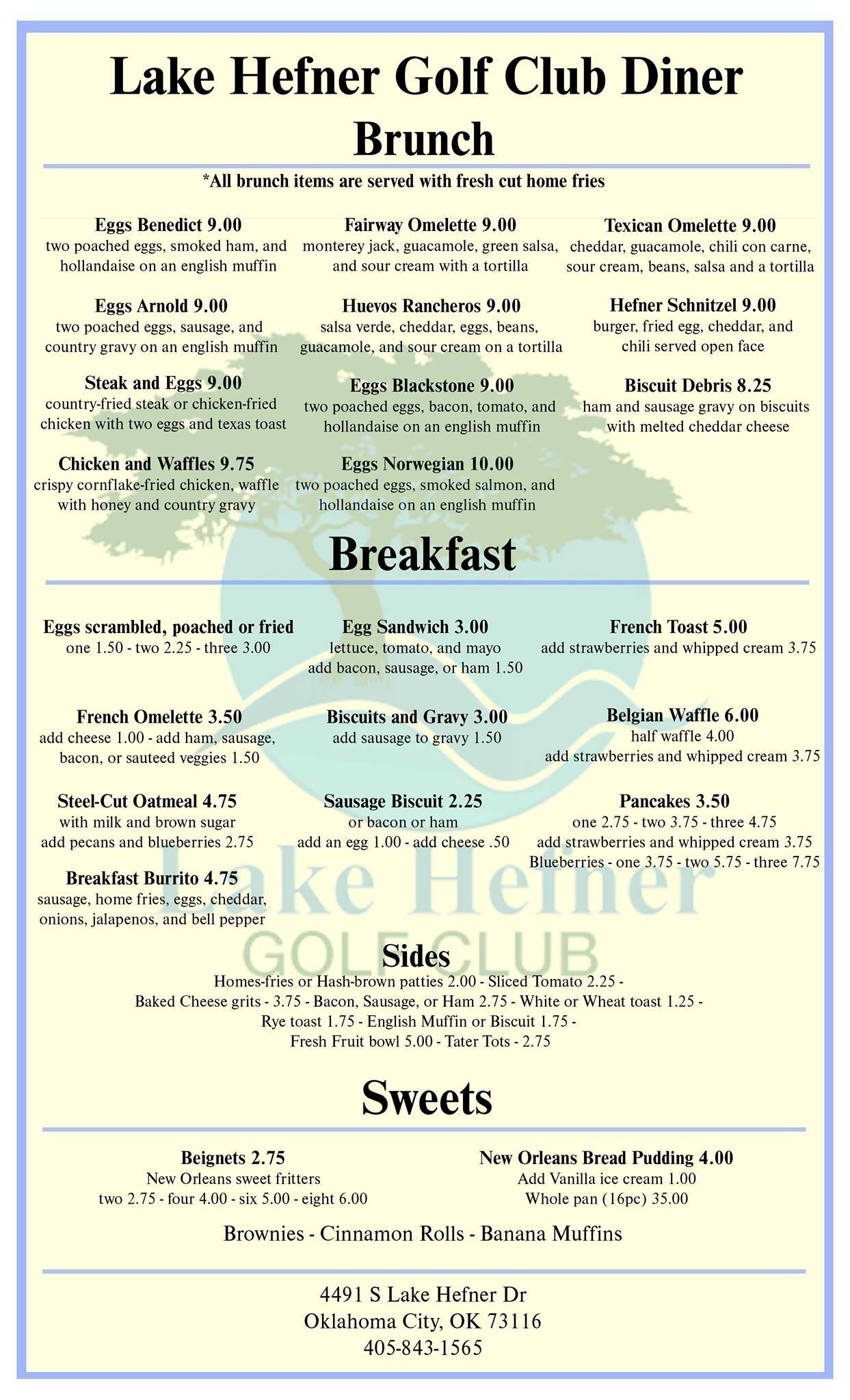 Menu at James E Stewart Golf Course restaurant, Oklahoma City