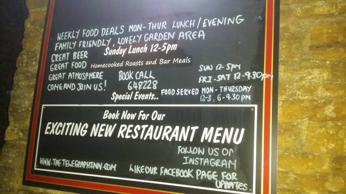 Menu at The Telegraph Inn(under new management) pub & bar, Northampton ...