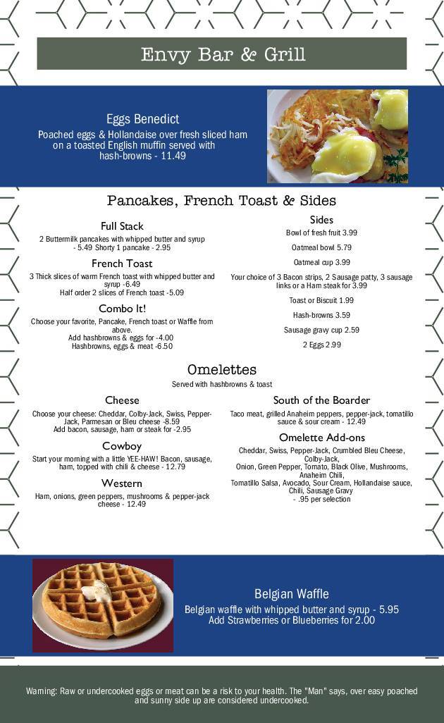 Menu at Envy Bar and Grill, Poulsbo