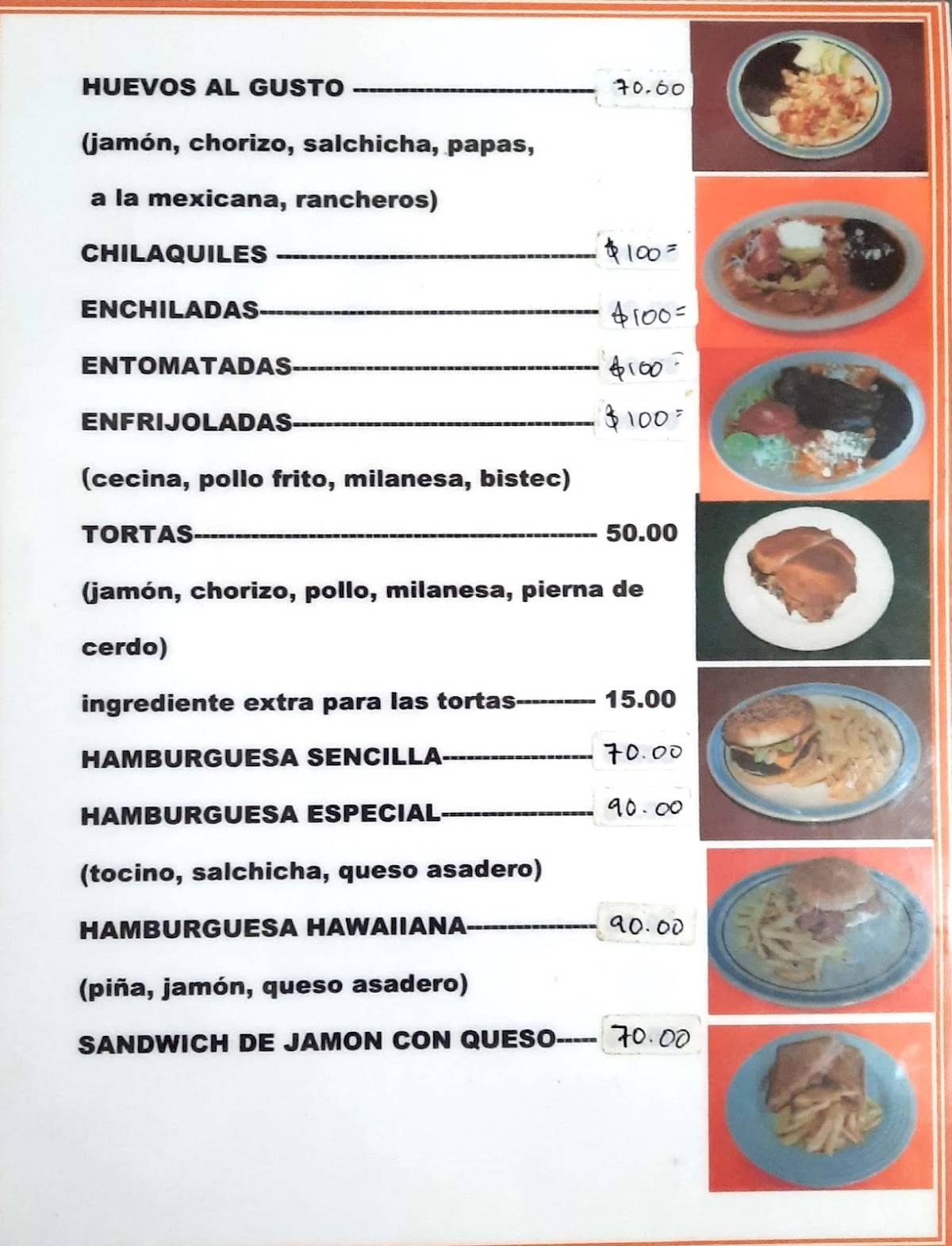 Carta del restaurante Loncheria Las Flautas, Xilitla