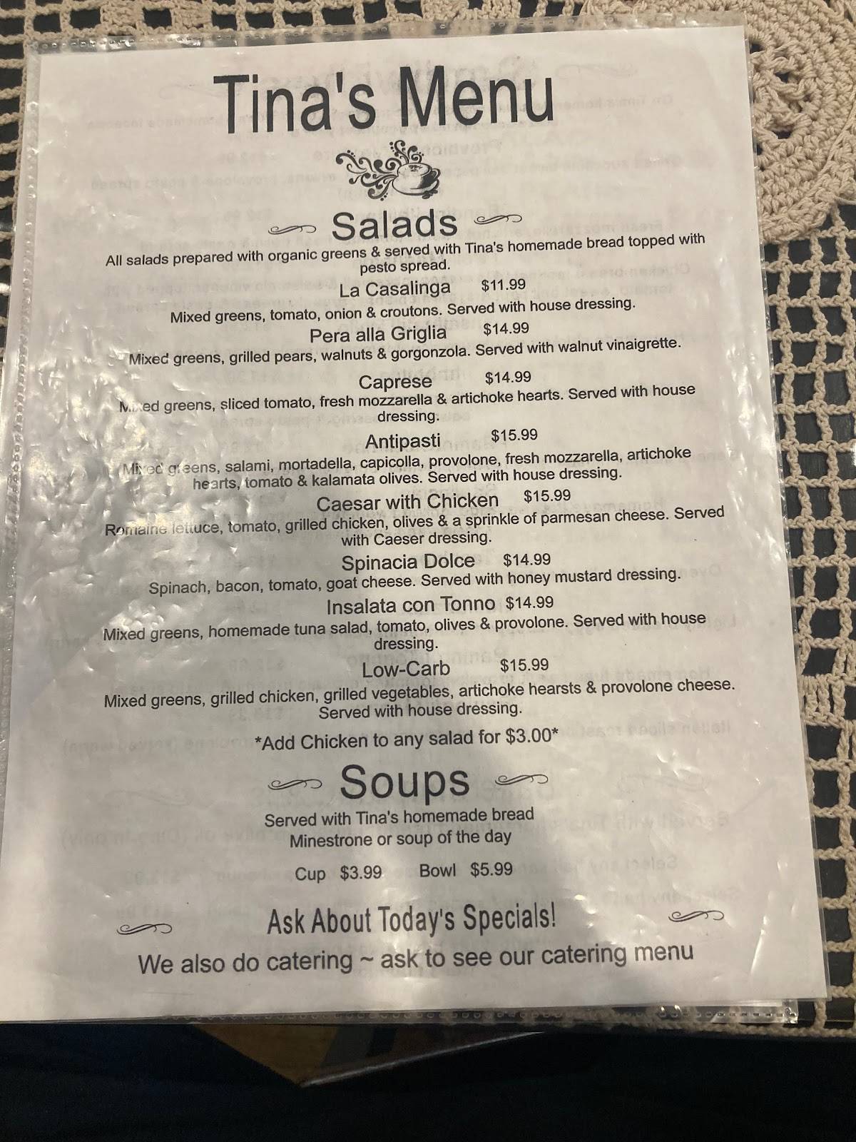 Menu At Tina S Italian Bake Shop Restaurant Gurnee   Tinas Italian Bake Shop Gurnee Menu 