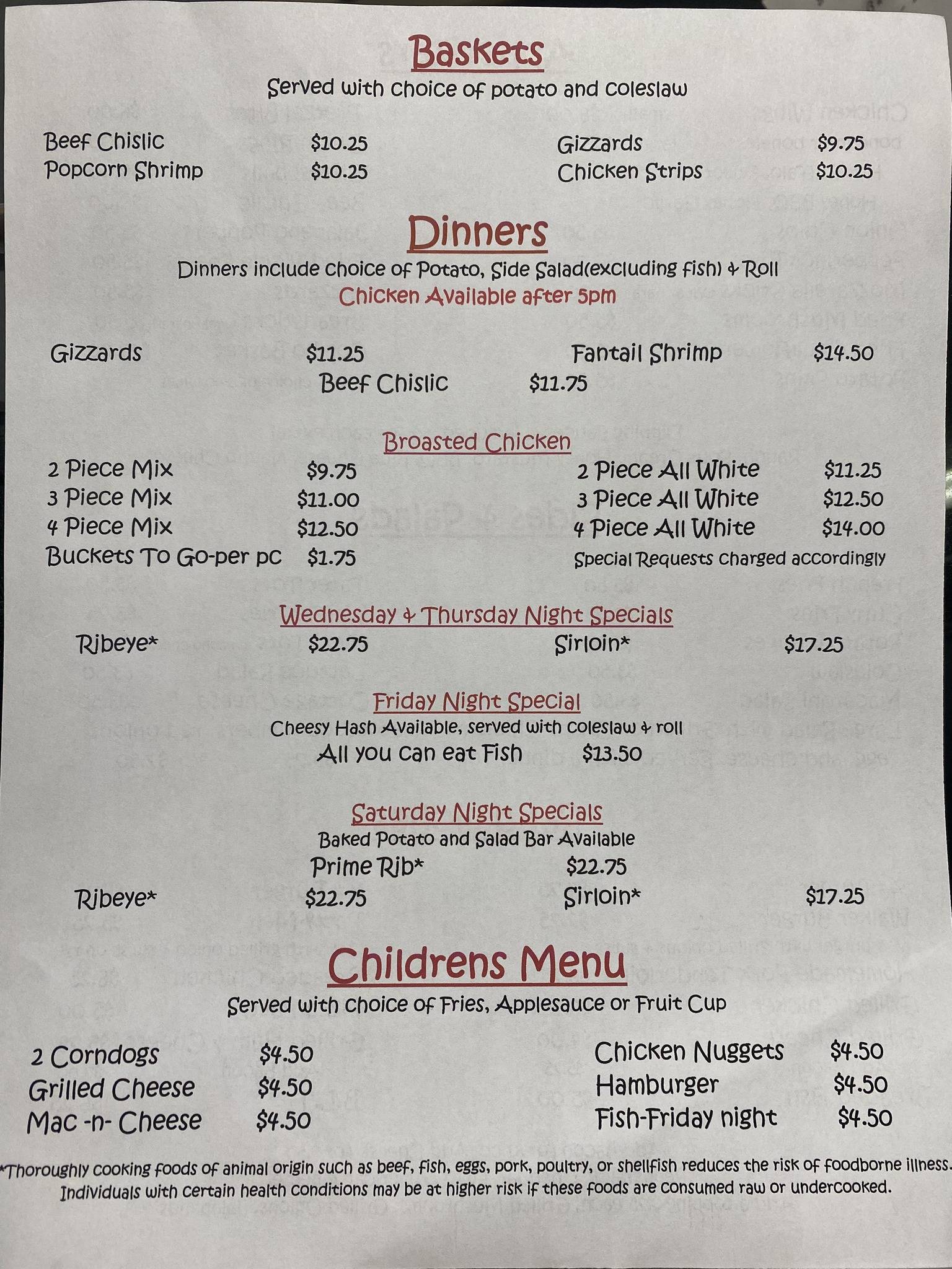 Menu at Walker's pub & bar, Salix